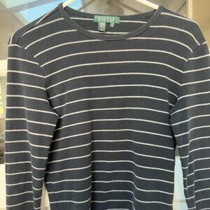 Ralph Lauren Navy &  Grey Striped Lightweight Sweater M